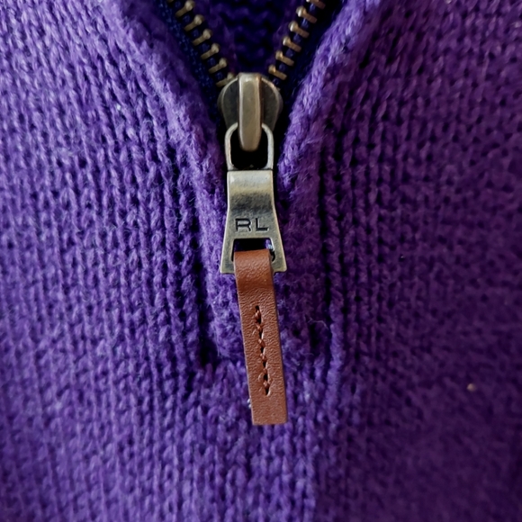 Polo by Ralph Lauren purple quarter zip sweater NWT 100% cotton msrp $115 Large - Picture 3 of 4